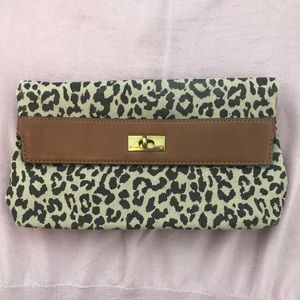 NWOT J. Crew leopard print clutch bag